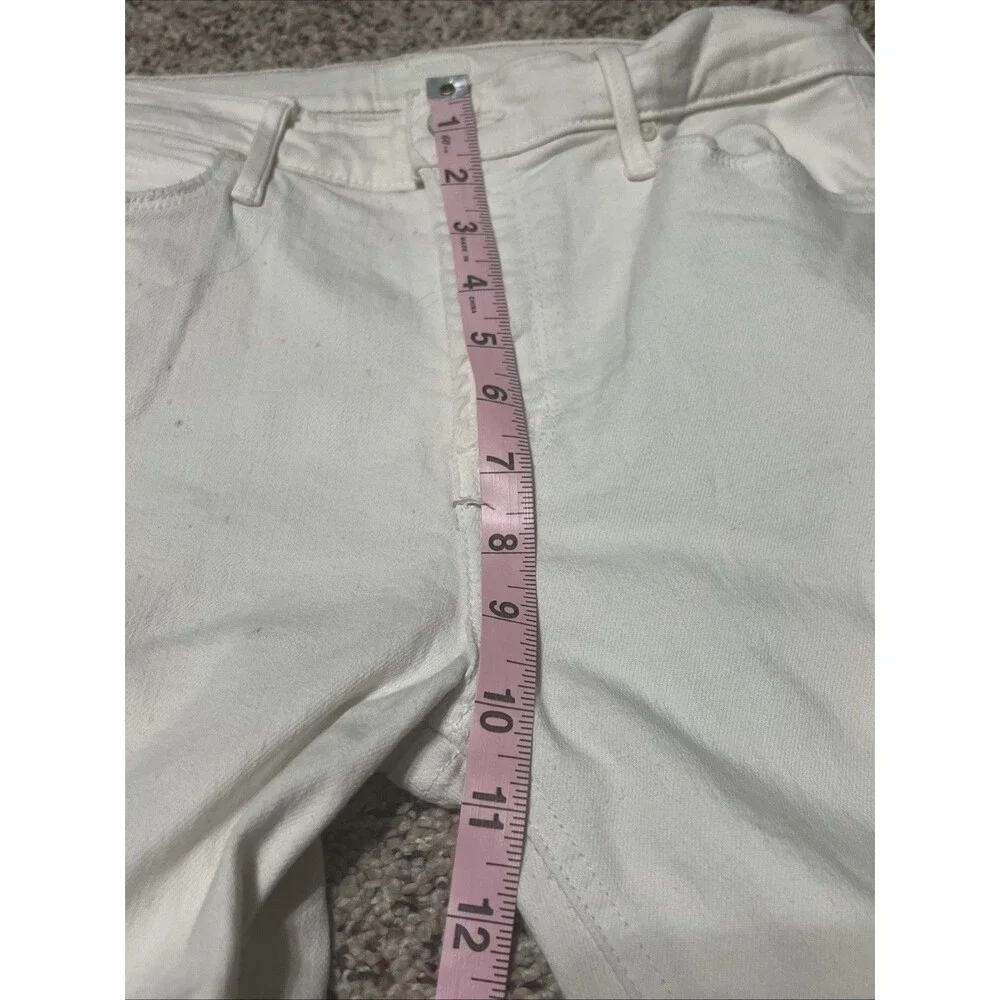 Mother Mid Rise Dazzler Ankle Fray In White Puff’s Size 29 - Picture 8 of 11